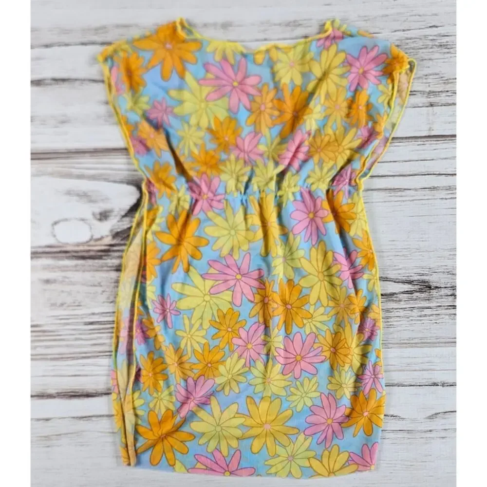 Shein Retro Floral Print Swim Coverup sz 4T